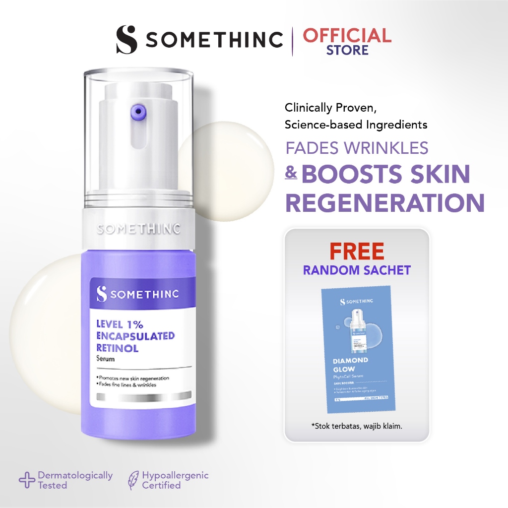 SOMETHINC Level 1% Encapsulated Retinol Serum - Menyamarkan Tekstur Kulit & Garis Halus, Serum Anti 