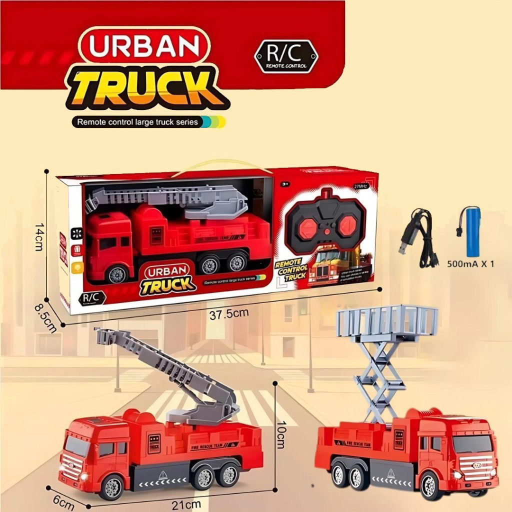 Mainan Anak Rc Urban Truck Fire Rescue Mainan Truck Rc Mobil Pemadam Remote Control 833-49