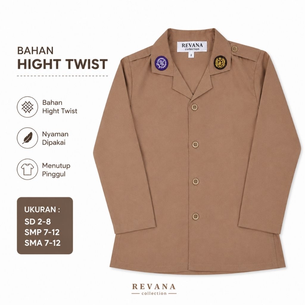 seragam sekolah baju pramuka bahan twist/licin