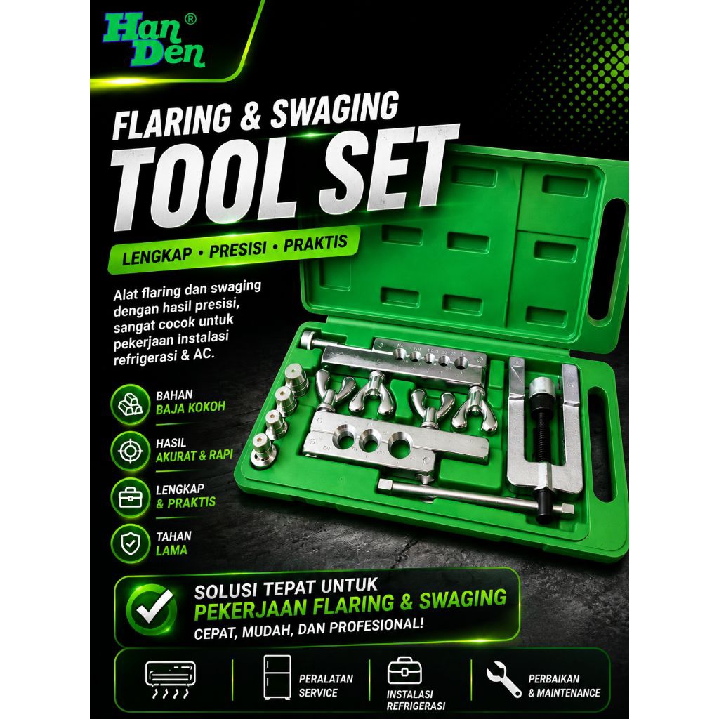 Flaring & Swaging Tool Set Han Den Alat Flaring Pipa AC Refrigerasi