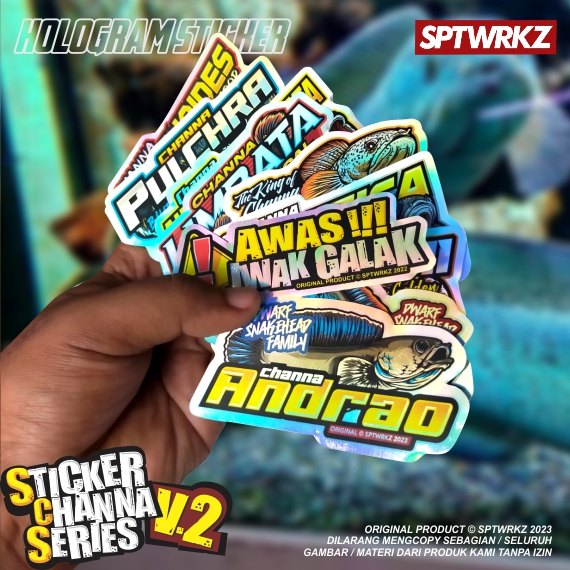 Stiker Hologram Channa, sptwrkz snakehead rainbow stickers