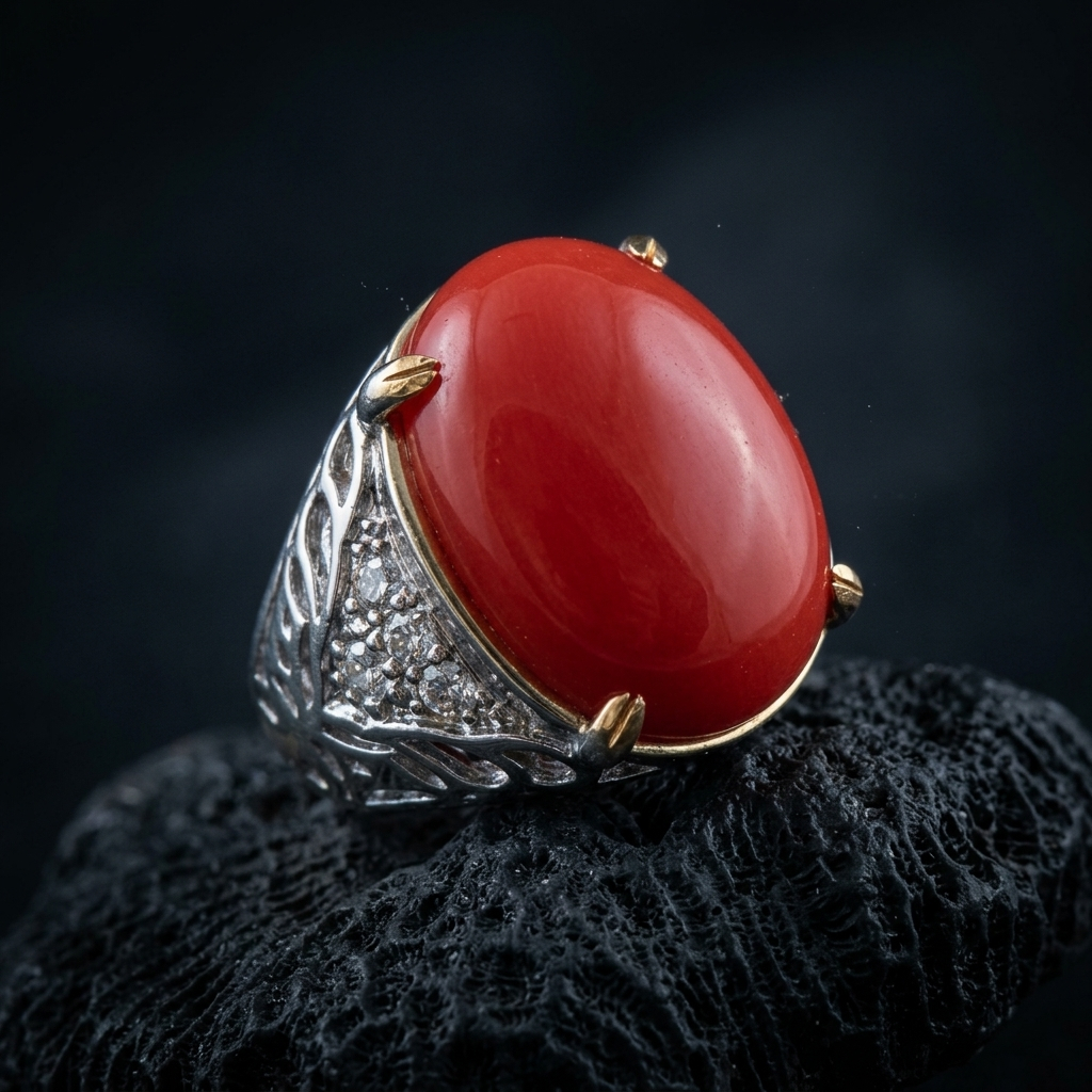 Cincin Pria Batu Akik Giok Merah Keren Elegan Natural