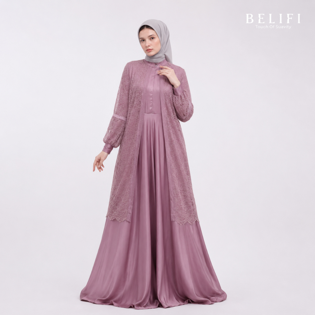 BELIFI | BIANCA Luxury Gamis Syari Set Hijab Sophisticated untuk Daily Wear yang Elegan
