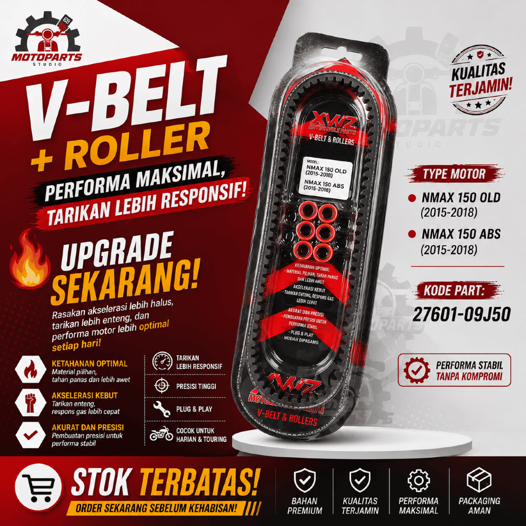 VANBELT VBELT V BELT SET FREE ROLLER NMAX LAMA OLD AEROX 155 LEXI NMAX 155 XWZ
