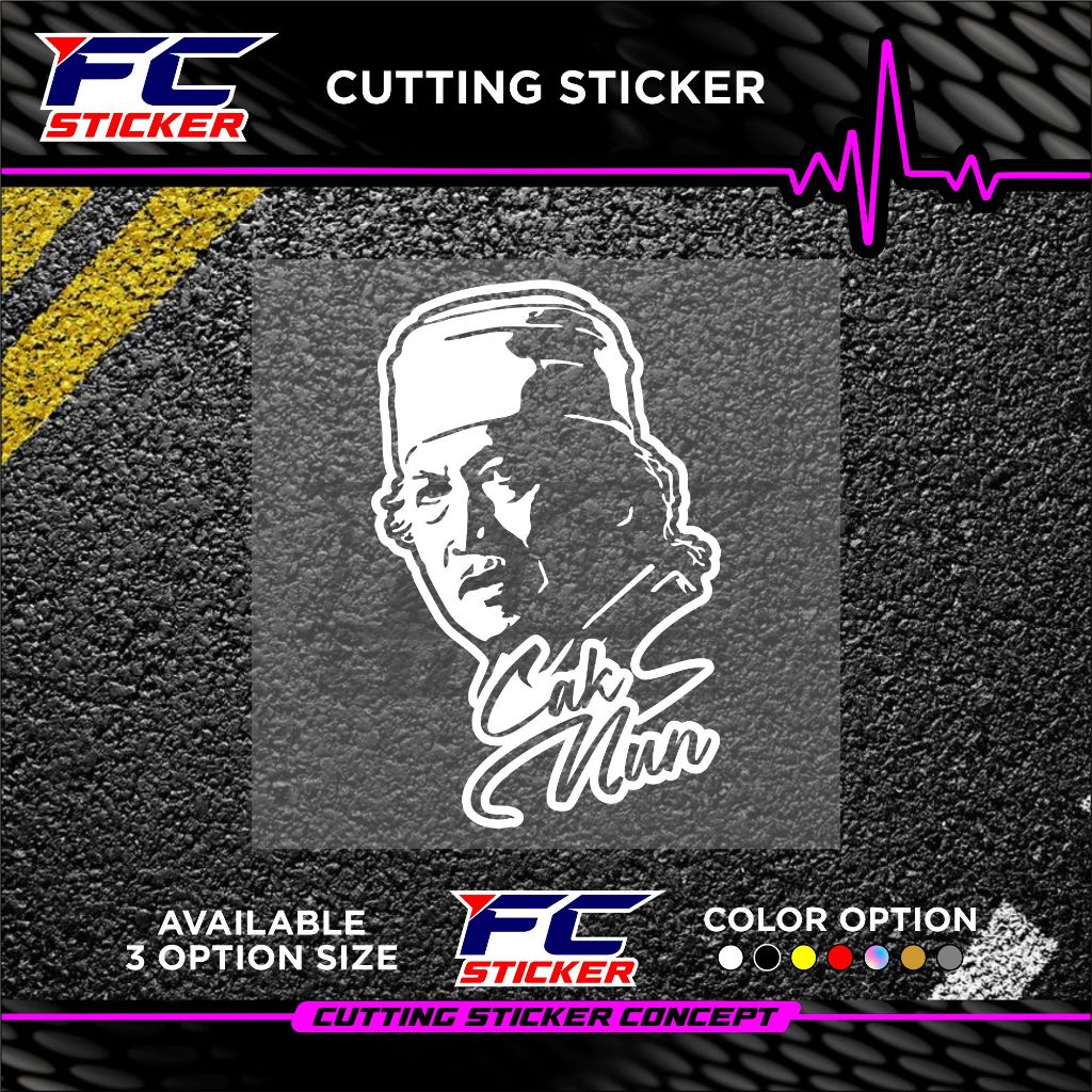 CUTTING STICKER SILUET WAJAH EMHA AINUN NADJIB, STICKER ULAMA, CAK NUN