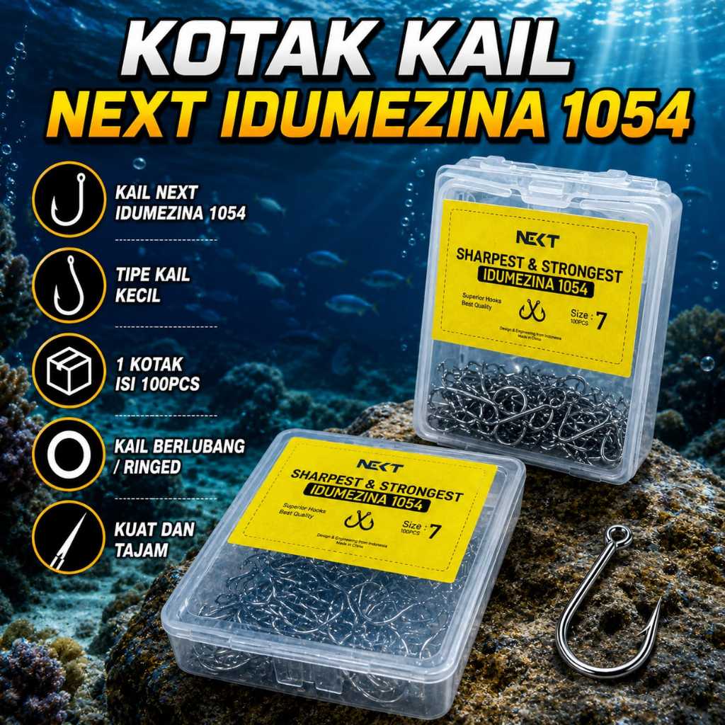 100 Pcs Mata Kail Pancing Carbon Next Idumezina 1054 Perkotak