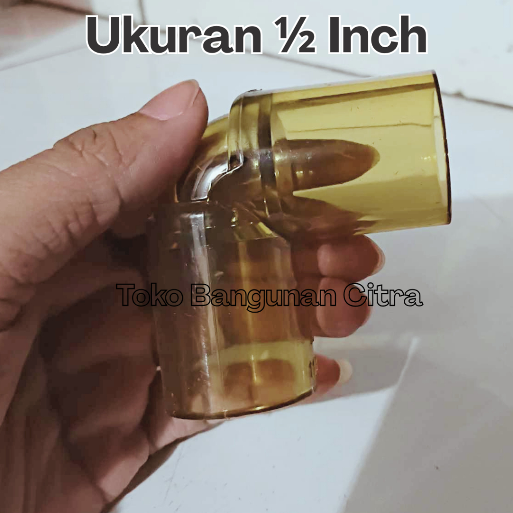 Elbow 90 Derajat Bening 1/2 Inch AW Rucika Transparent Knie Knee Belokan Sambungan Pipa Paralon 0.5 