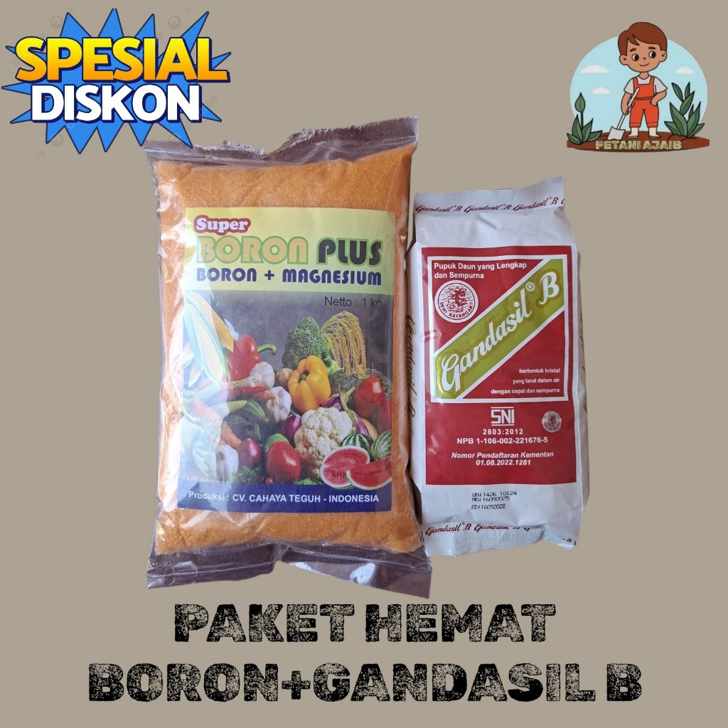 PAKET HEMAT Pupuk Boron Plus Boron+Magnesium 1kg+Gandasil B 500gr
