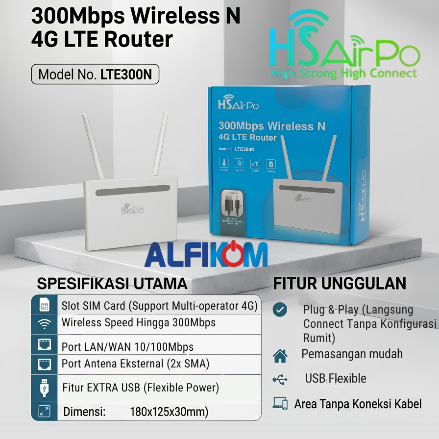HSAirpo LTE300N 300Mbps Wireless N 4G LTE Router