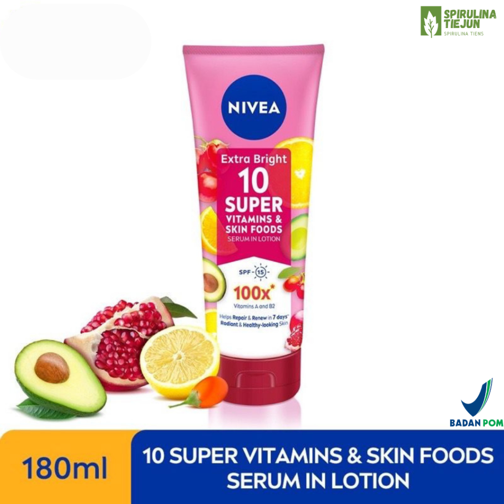 (ORIGINAL) Nivea Extra Bright 10 Super Vitamin Skin Foods Serum 180ml, Body Serum Nivea Extra Bright