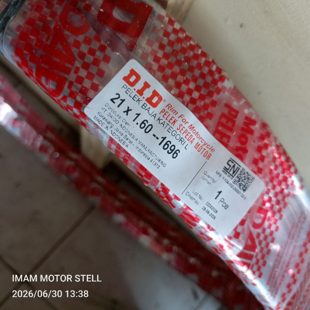 velg pelek DID ring 21x160 crum ori DID baru