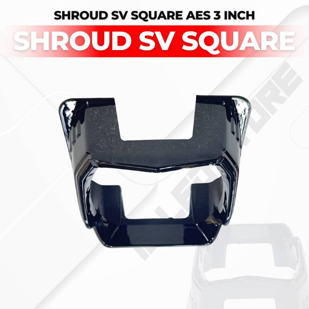 AES SHROUD SQUARE 3 INCH - Shroud Aes Square 3 Inch Universal Biled Square Hitam Crome