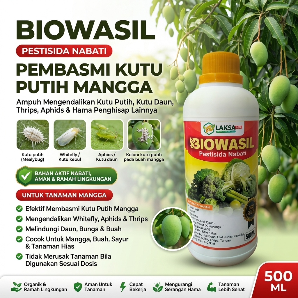 BIOWASIL 500 ML Pestisida Organik Pembasmi Kutu Putih Mangga Obat Kutu Putih Mangga Insektisida Hama