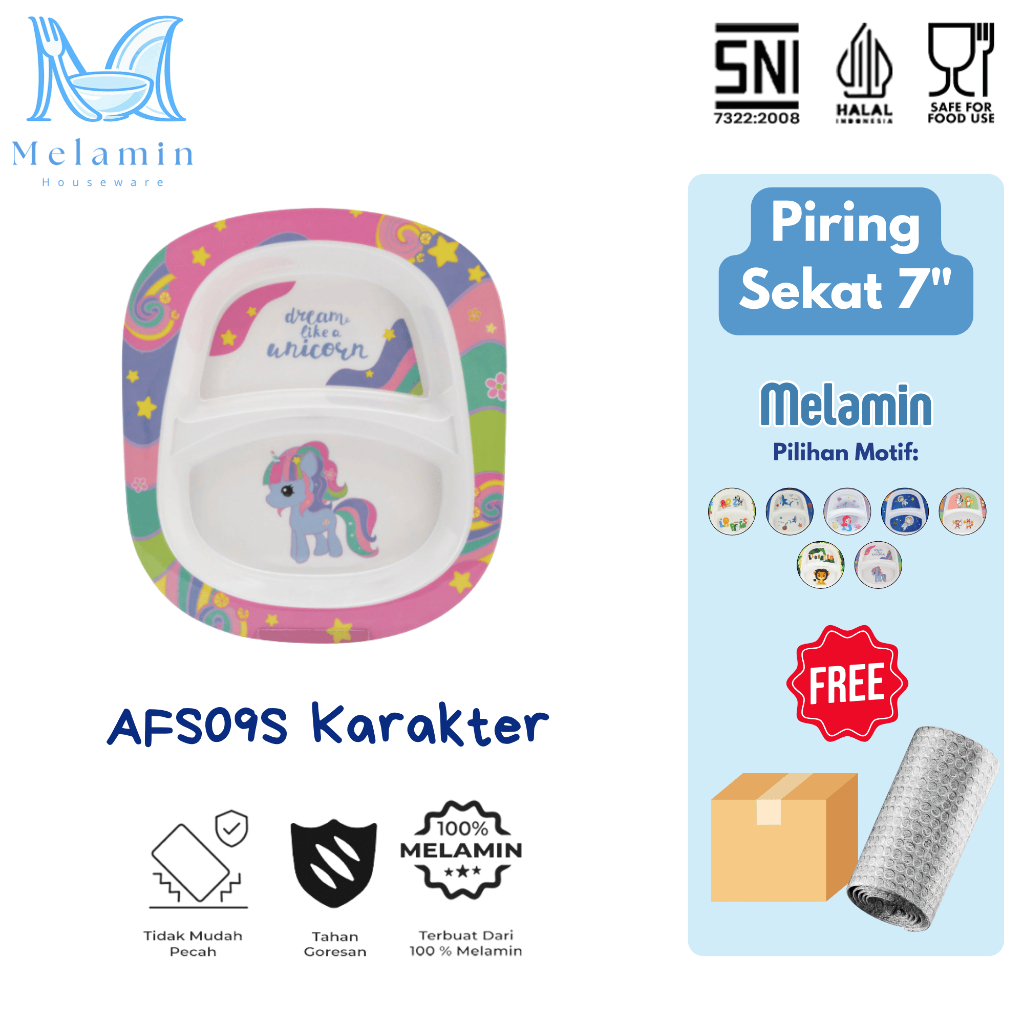 Piring Makan Sekat Melamin 9 inch Seiv by Onyx - AFS09S Karakter Anak