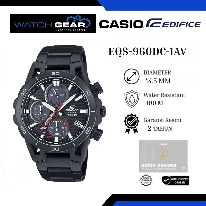 Jam Tangan Pria Casio Edifice EQS-960DC-1AV Hitam Chronograph WR 100M Garansi 2 Tahun
