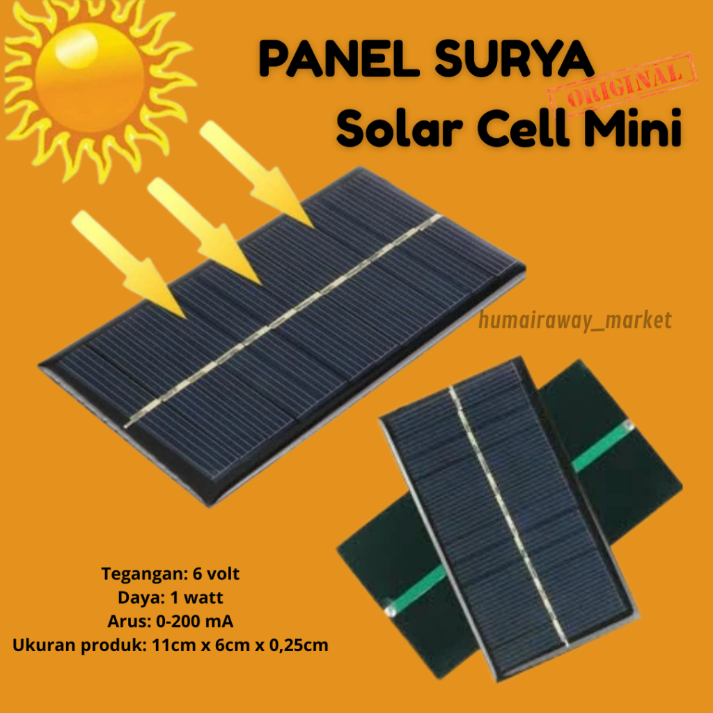 Panel Surya Solar Cell Mini 6v 1w Cas HP Powerbank 18650 DIY