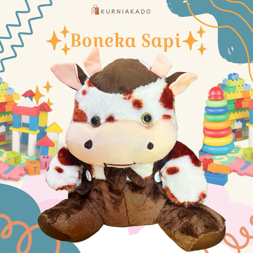 Boneka Sapi duduk Hitam Putih Jojon L produk SNI hadiah ulang tahun Kurniakado