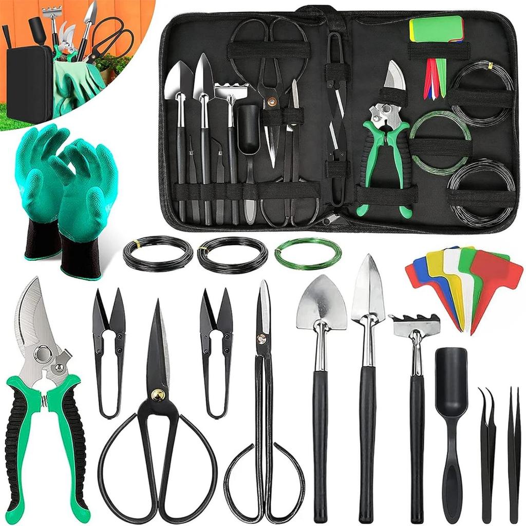 Bonsai Tools Kit 24 PCS Bonsai Tree Kit Tools Bonsai Tool Set Bonsai Starter Trimming Care Kit Inclu
