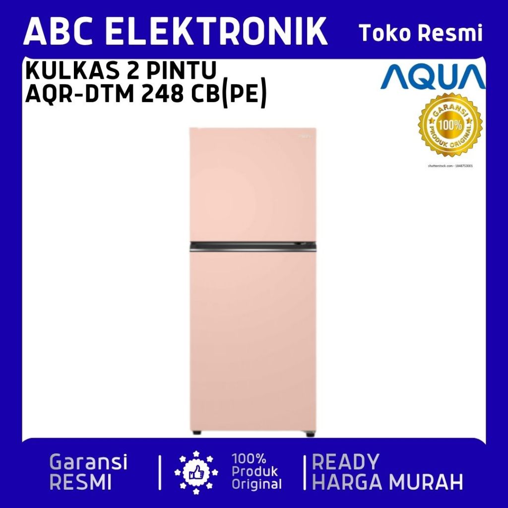 KULKAS AQUA  AQR-DTM248CB(PE) Kulkas 2 Door 205L Turbo Cooling Peach - Bigger Freezer & -1° C Chille