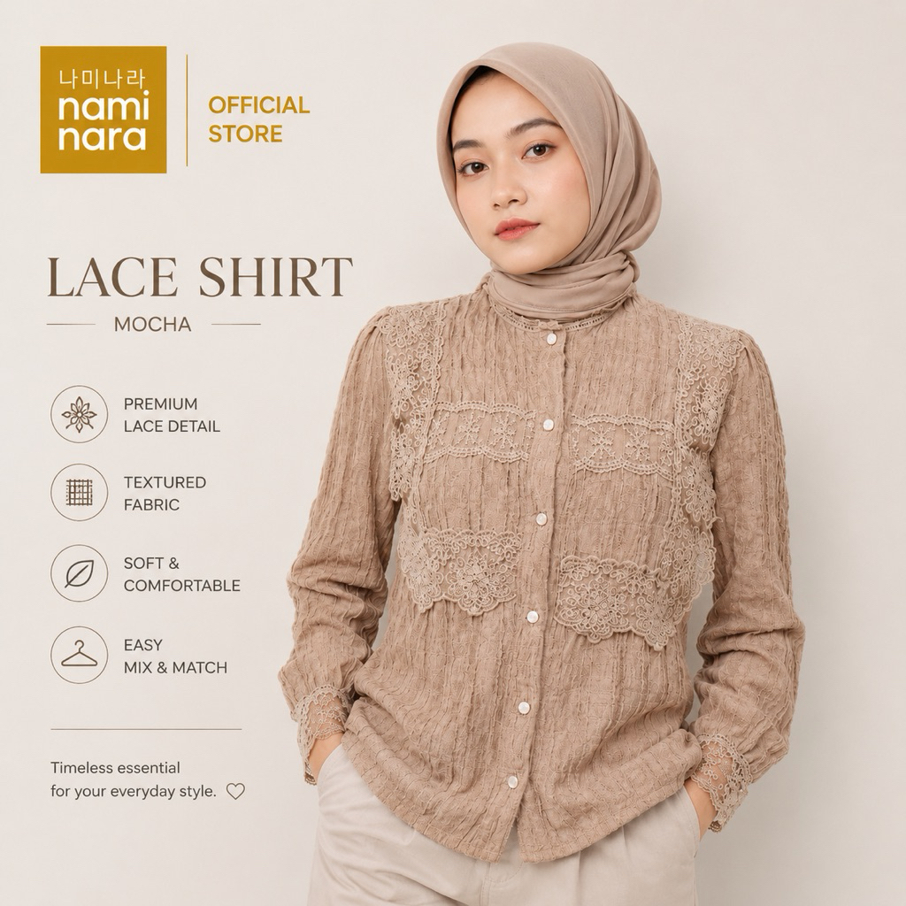 Naminara collection - Diamond Glitz Blouse Brokat Premium Wanita | Atasan Wanita Korea Elegan Modest