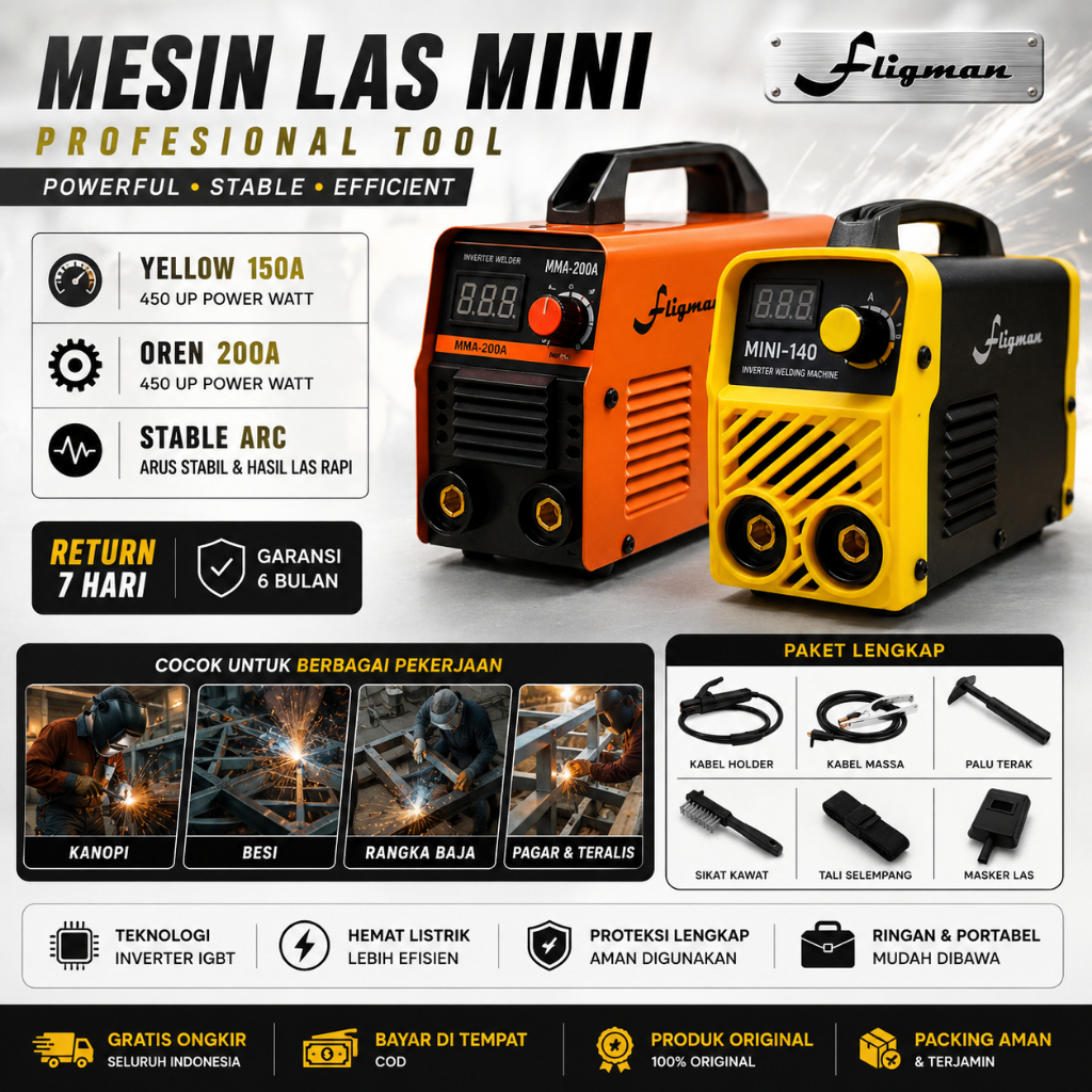Mesin Las Mini Mma 200 Trafo Las Listrik Inverter Portable