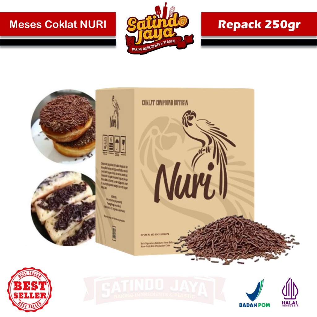 Meses Coklat NURI 250gr - Meises Coklat Premium - Pilihan Topping Makanan