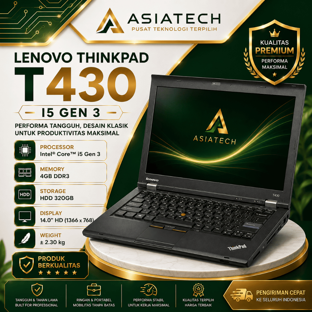 Laptop Lenovo ThinkPad T430 Core i5 Ram 8Gb SSD 256Gb - Second Original