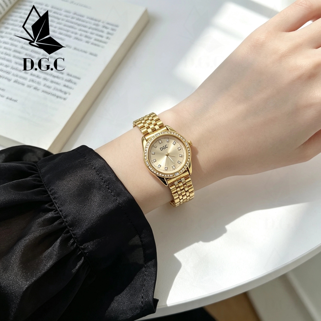 RECOMMENDED DGC 30258 JAM TANGAN WANITA RANTAI ANALOG ELEGAN DIAMOND KLASIK ANGGUN MEWAH DGC JAM