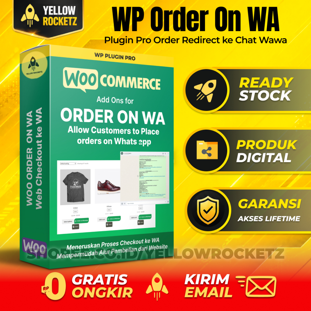 WOO ORDER CHAT - Plugin WooCommerce Checkout to WA - WordPress Lifetime + Unlimited