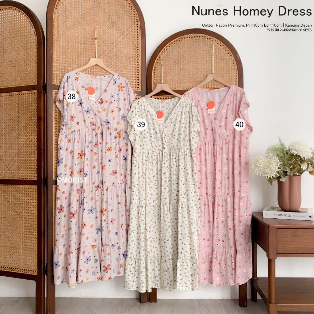 Nunes HomeyDress Daster Pendek Premium Cotton Rayon Original Morist Berlabel