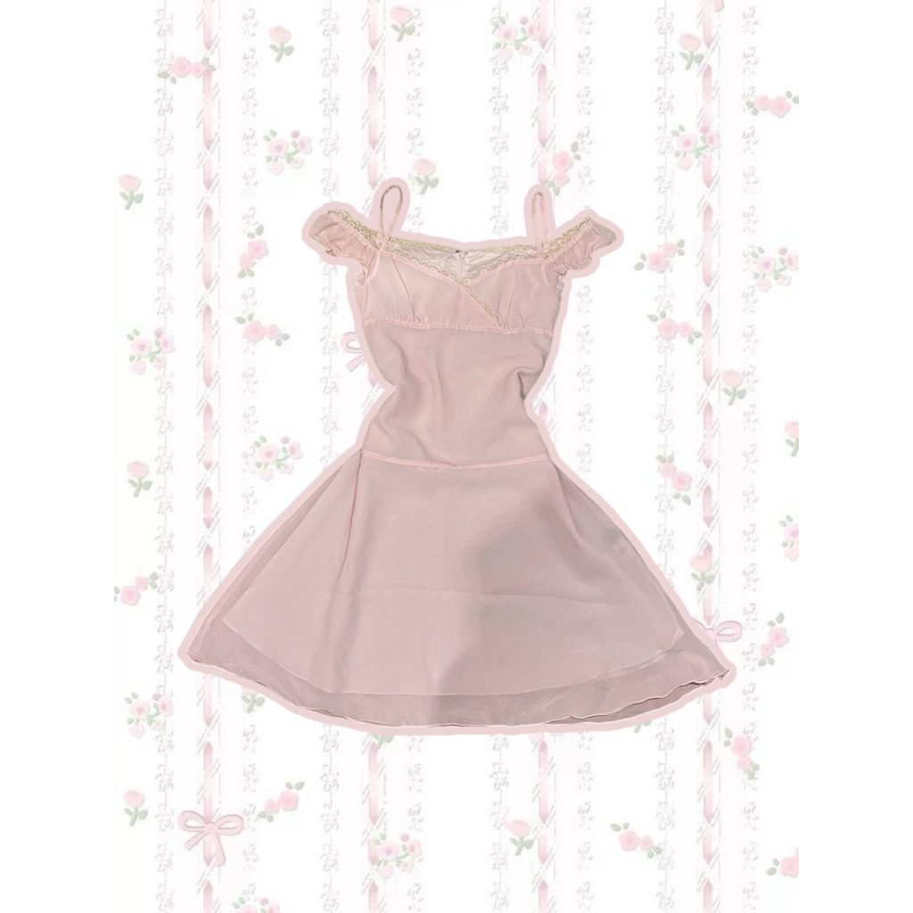 Pink Bridgerton 80s Dress Kawaii Cute Coquette Empire Waist