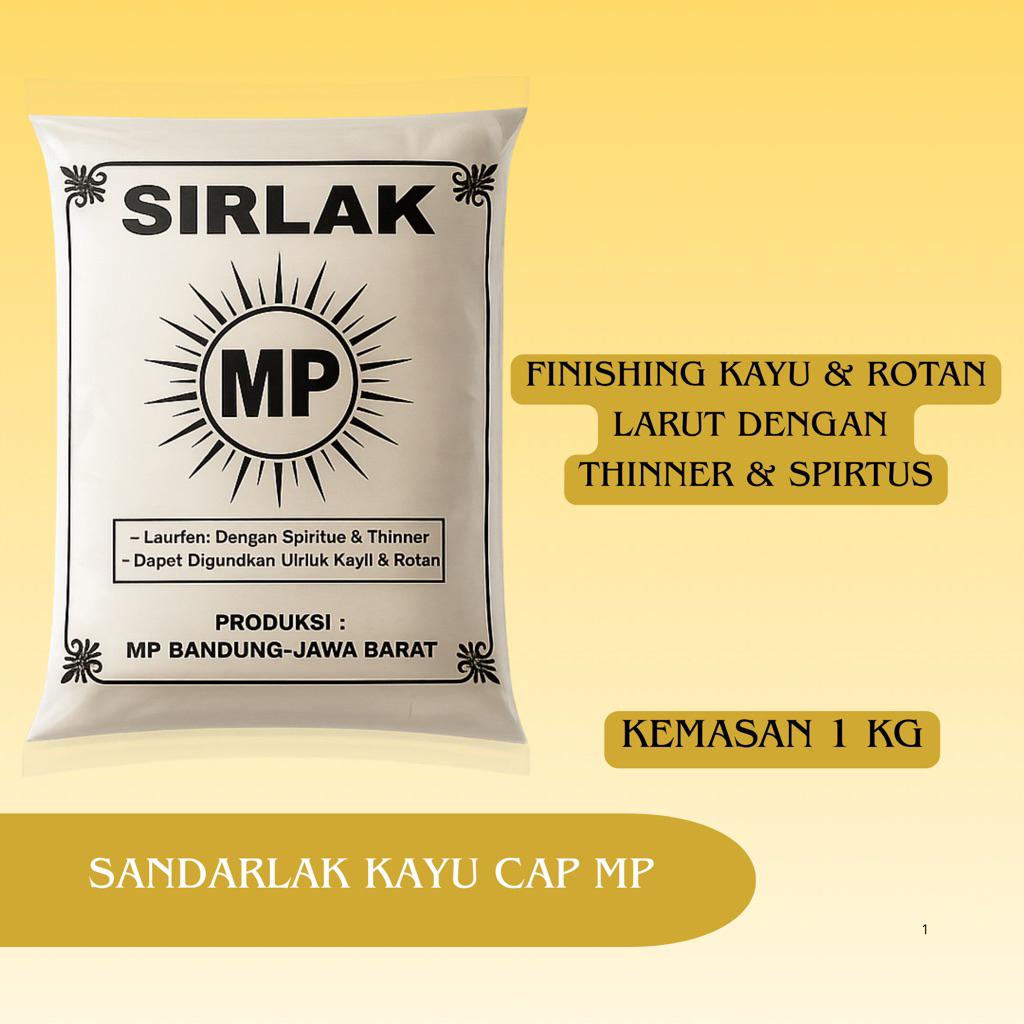 Sirlak Shellac Sandarlak Bubuk MP Kemasan 1 KG | Sirlak MP Ekonomis Berkualitas