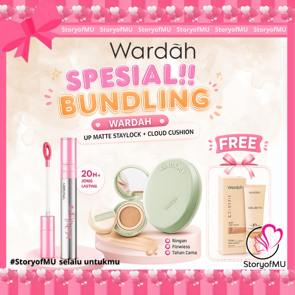StoryofMU [BUNDLE] WARDAH Makeup Set - Glasting Lip + Cloud Cushion