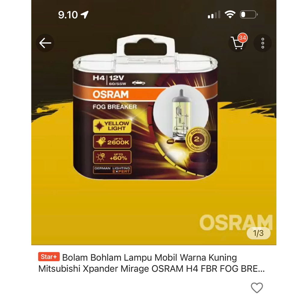 Bohlam lampu kuning mobil