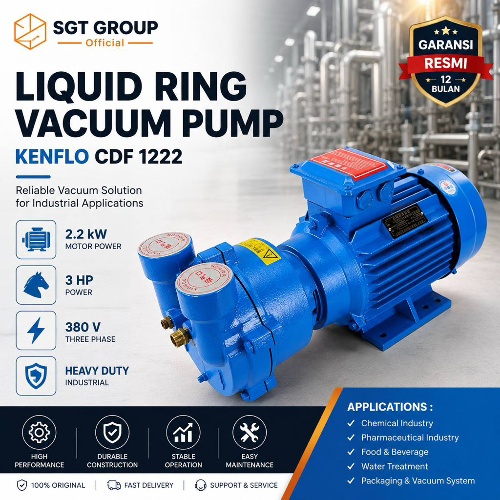 Kenflo CDF 1222 Liquid Ring Vacuum Pump 2.2KW 3HP 380V Water Ring Vacuum Pump Pompa Vakum Industri H