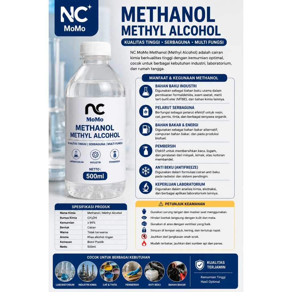 Pelarut | Metanol | Methyl Pure 99,9% | Metanol Murni Murah | Methanol Teknis | Alkohol Metyl 70% - 