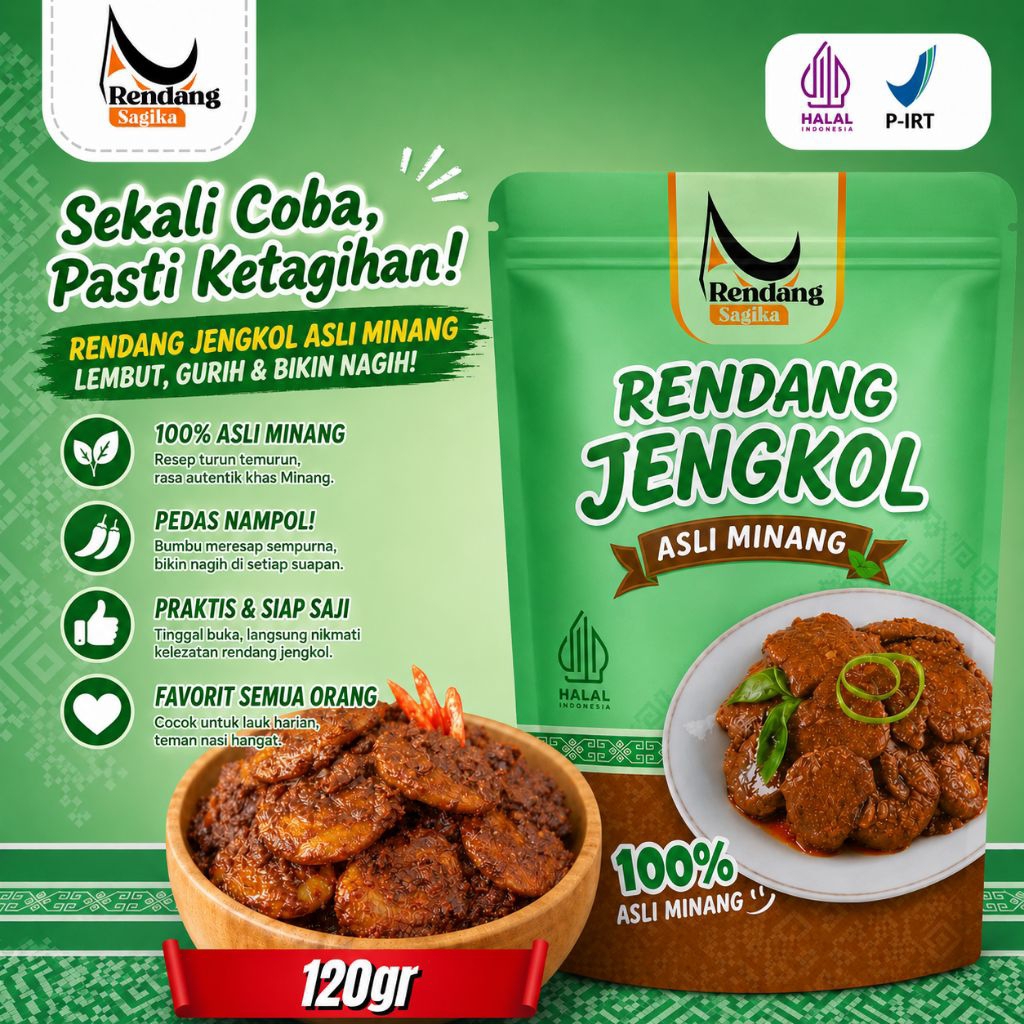 Rendang jengkol sagika_Rendang jengkol asli minang_Rendang jengkol 120 gr
