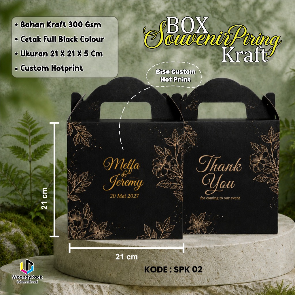 (50 pcs) Box Piring Souvenir Ready Stock SPK 02 - Box Souvenir Piring Kraft Elegan