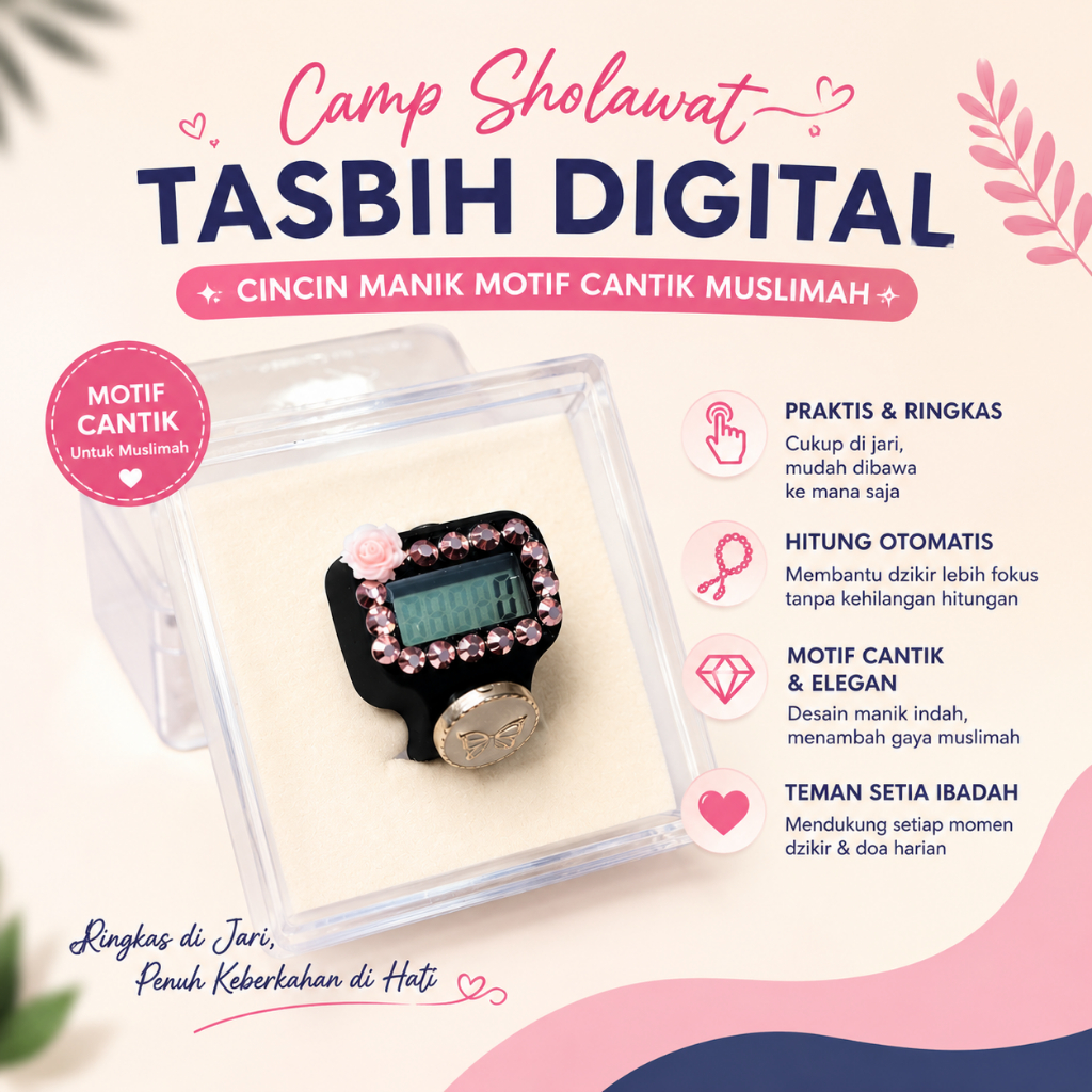 Camp Sholawat Tasbih Digital Cincin Manik Motif Cantik Muslimah