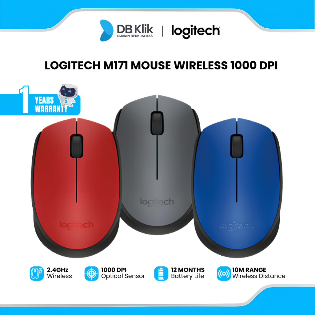 Logitech M171 Mouse Wireless 1000 DPI
