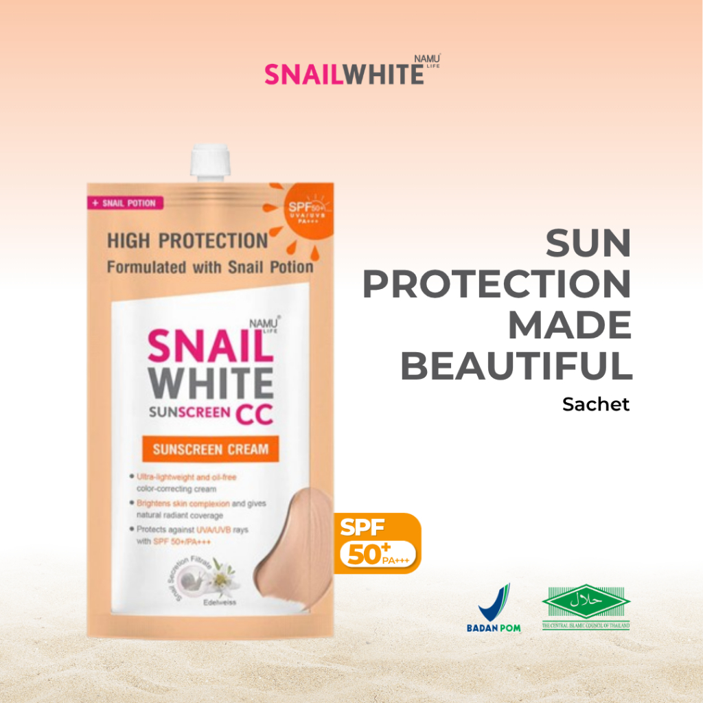 Snailwhite - Sunscreen CC Cream Snail White Thailand Whitening Sachet SPF 50+/PA+++6ml BPOM Halal