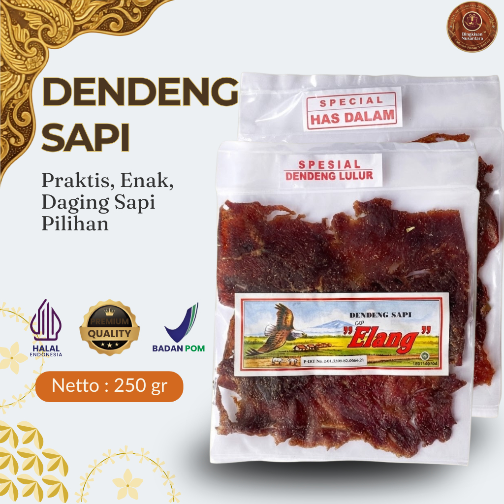 Dendeng Sapi Kering Dendeng Ayam Daging Kering Ampel Boyolali Cap Elang Cap Sapi Istimewa Enak 250 g