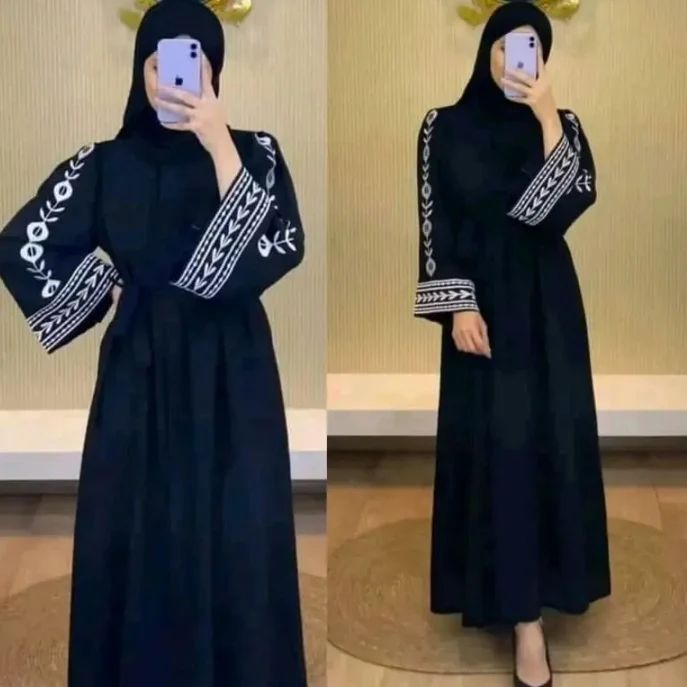 ABAYA BORDIR TANGAN SILVER SIMPEL