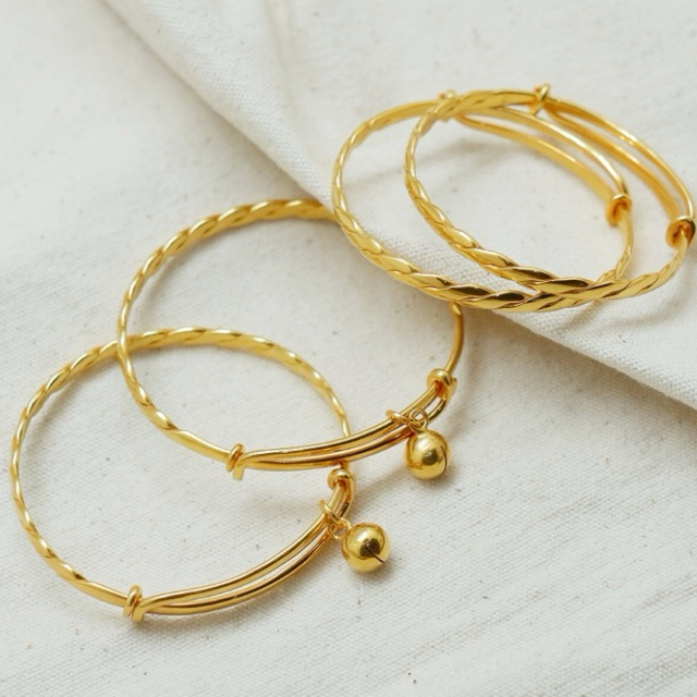 Gelang Bayi Tiga Bulanan Model Jalin Lapis Emas 24K