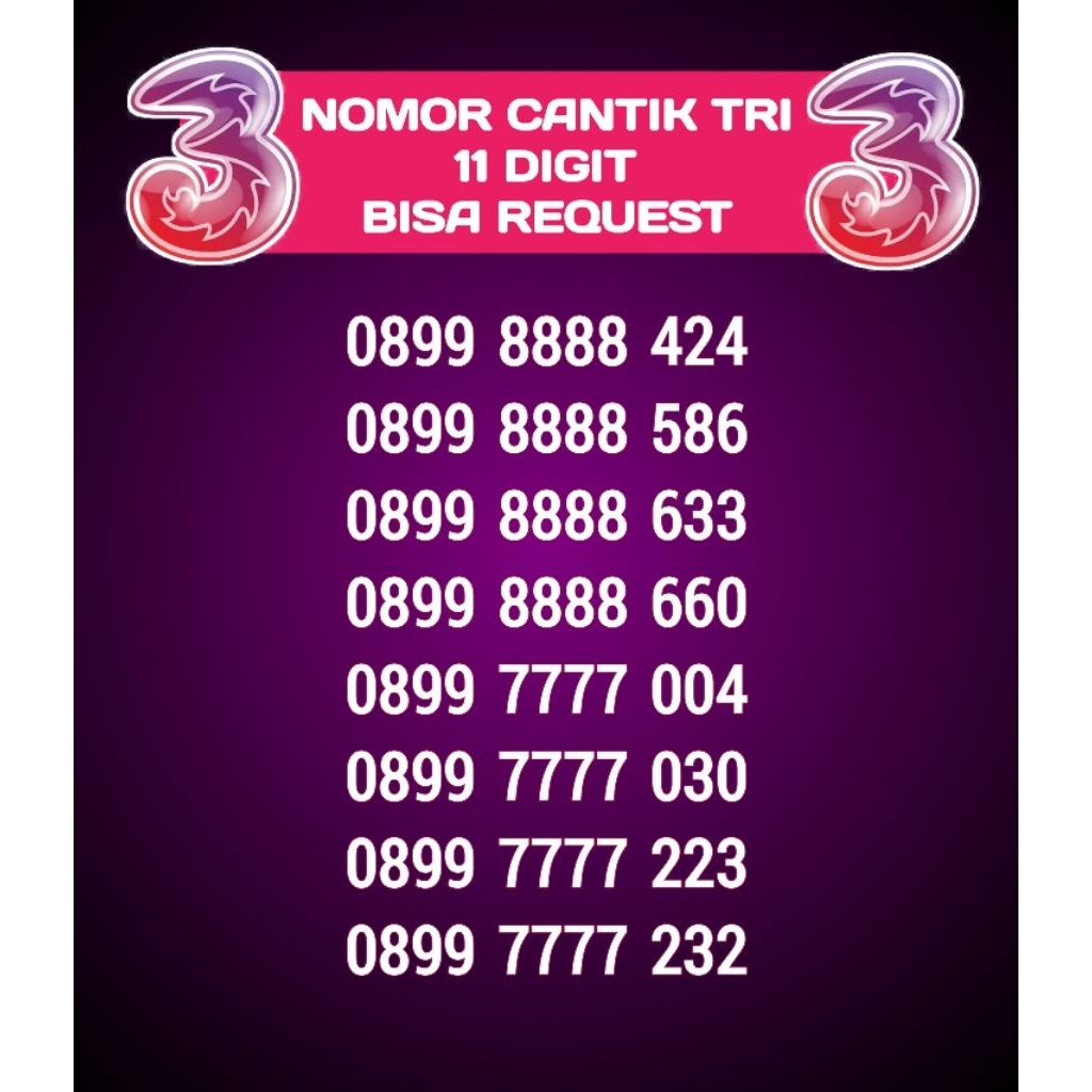 nomor cantik tri bisa request