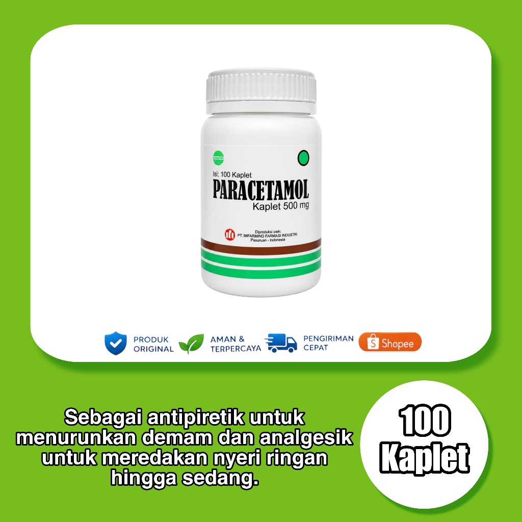 Paracetamol Imfarmind 500mg / 100 Tablet (Botol)