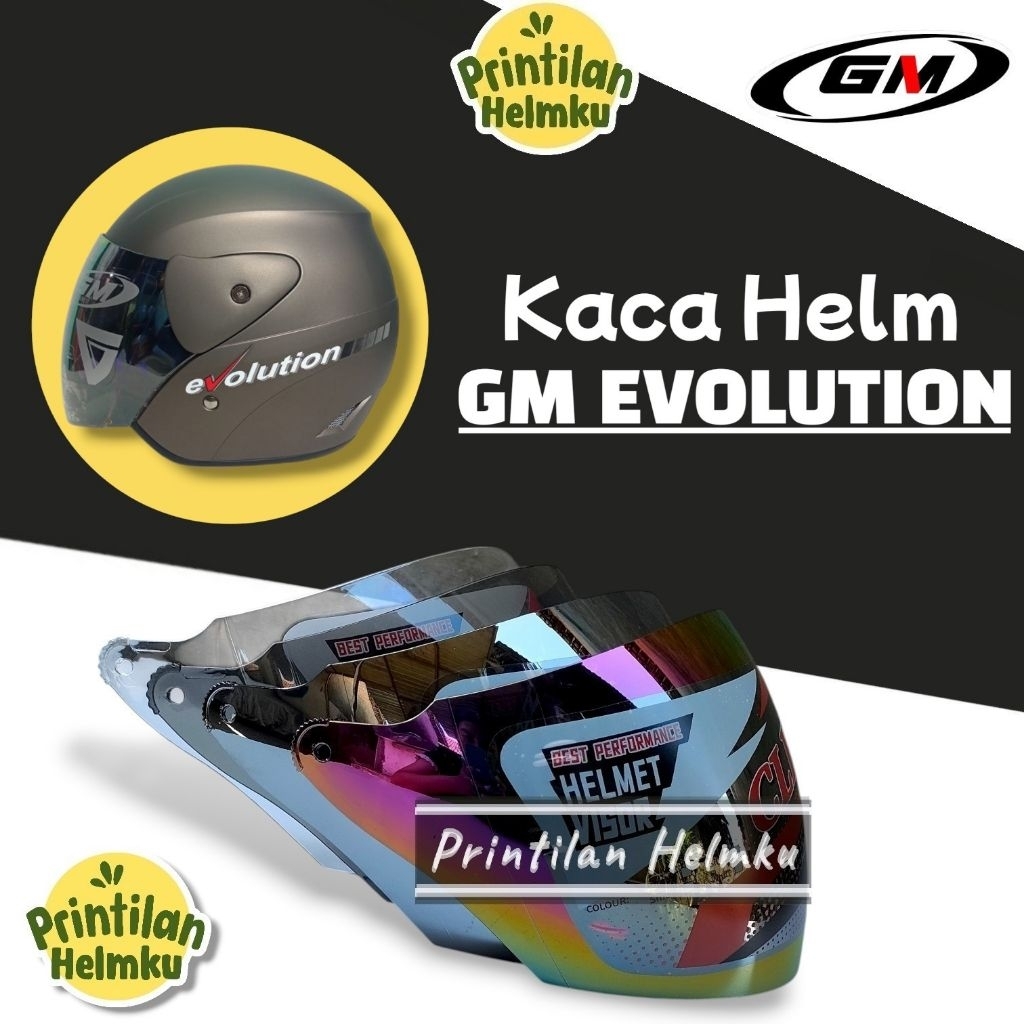 PRINTILANHELMKU Kaca Helm GM EVOLUTION Visor Helmet gm Evolution Pelangi Silver Bening Hitam