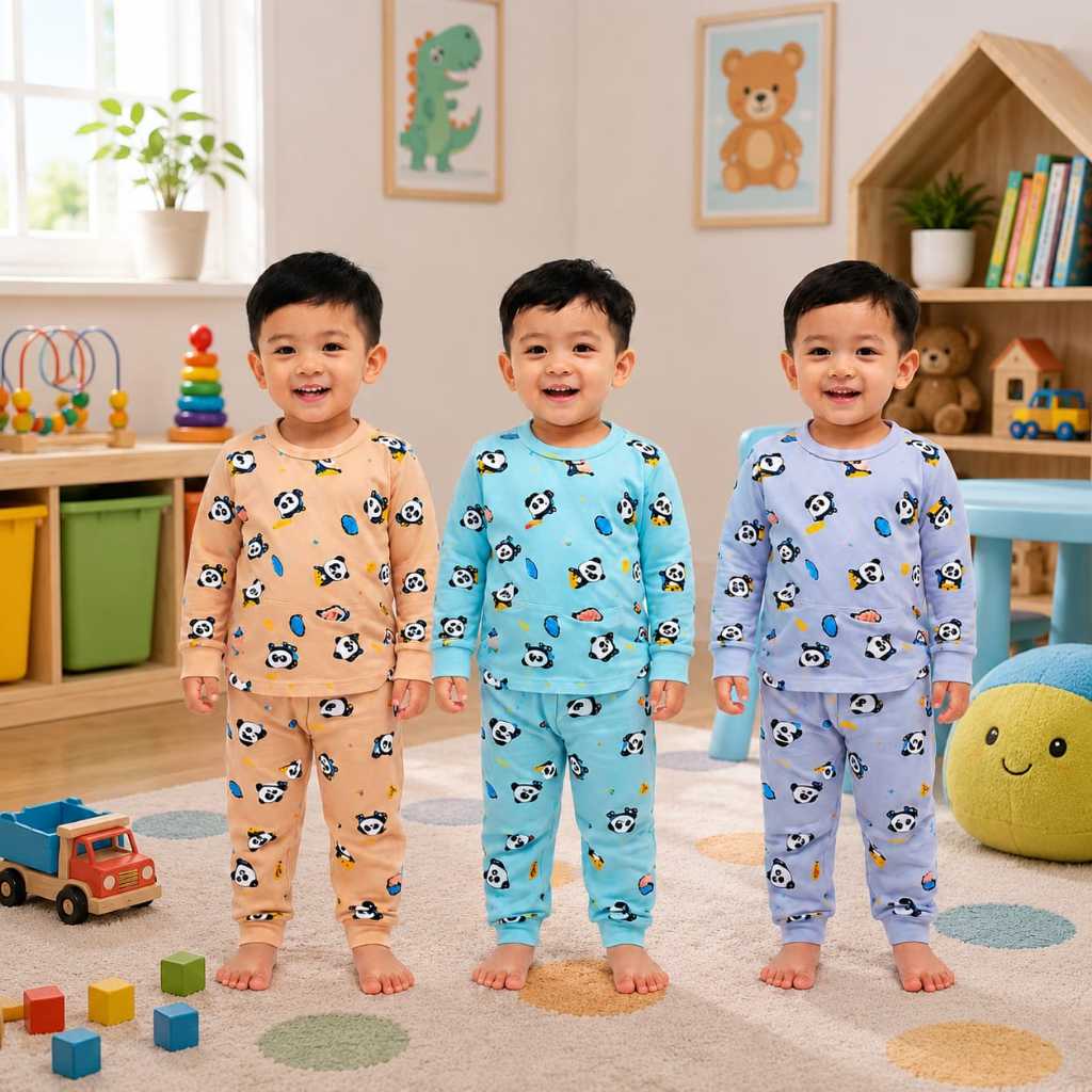 Setelan Baju Panjang Bayi Laki Laki / Baju Bear SNI Daffa
