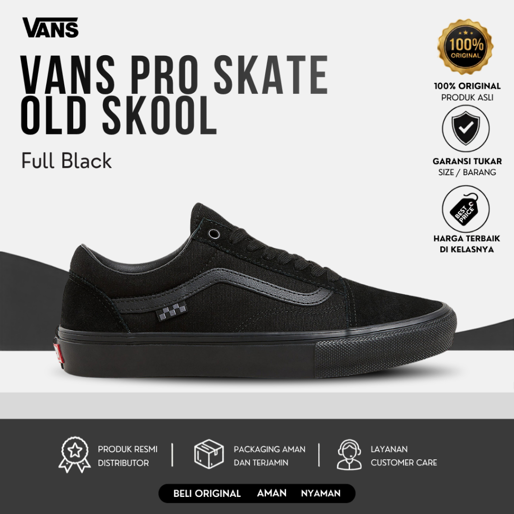 Vans Lifestyle Shoes Pro Skate Old Skool Full Black Unisex VN0A5FCBBKA - 100% ORIGINAL