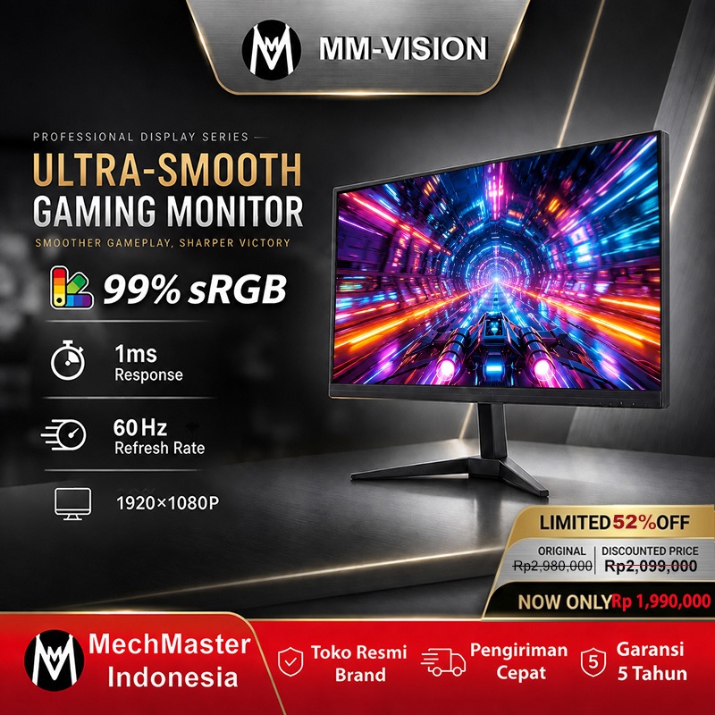 [MM-VISION] LED Monitor 27inch Monitor PC Berkualitas Premium dengan HDMI 1K Tampilan Lengkung 27inc